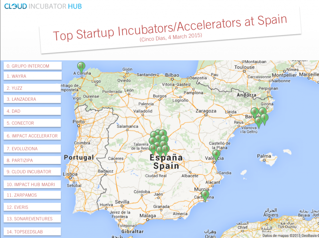 Mapa Top Incubadoras y Aceleradoras en España -Cinco Días