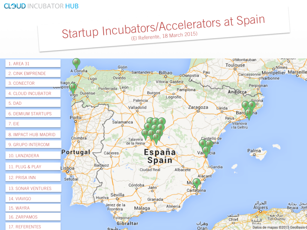 Mapa Top Incubadoras y Aceleradoras en España -El Referente